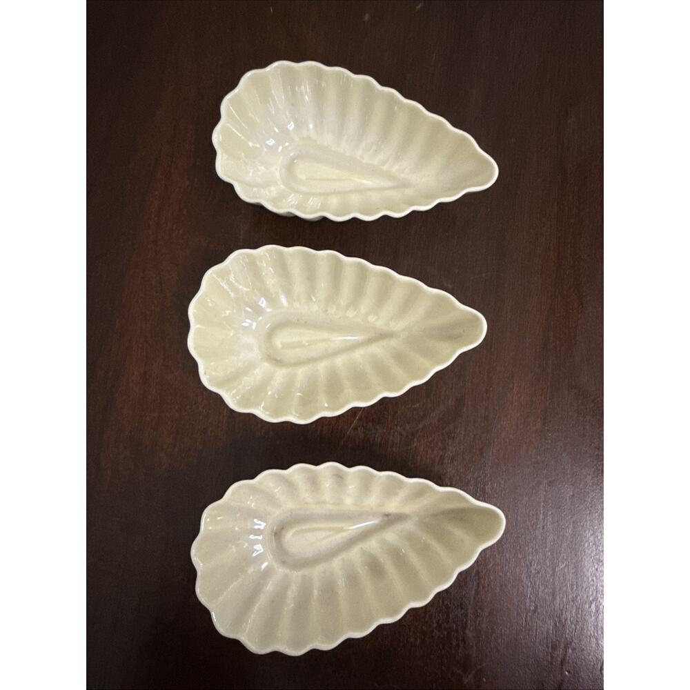 Vintage BELLEEK Fermanagh Ireland Pink Shell Open Salt Dish 5th Green Mark All 3